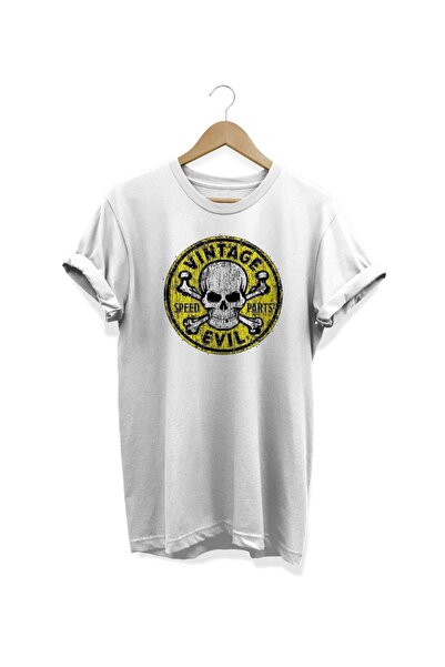 WİDİ Vintage Štampano Bela T-shirt