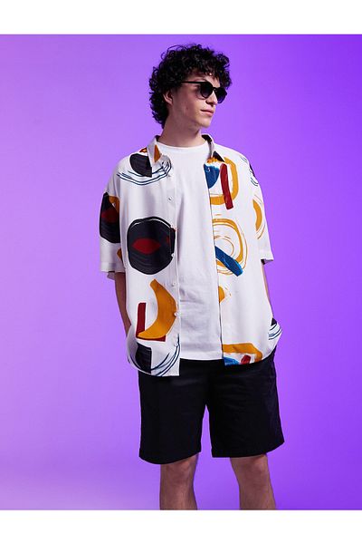 Koton Geometric Printed Short Sleeve Shirt