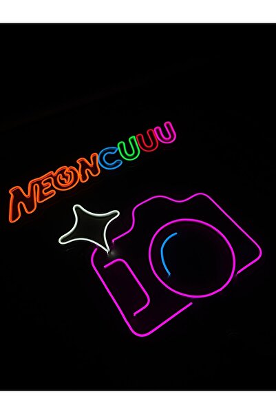 AutoCity Fotoğraf Makinesi Dekoratif Neon Led Tablo, Neon Duvar Tabela