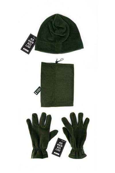 Asker Kolisi Khaki Green Fleece Beret Neck Collar Glove Set - Military Supplies