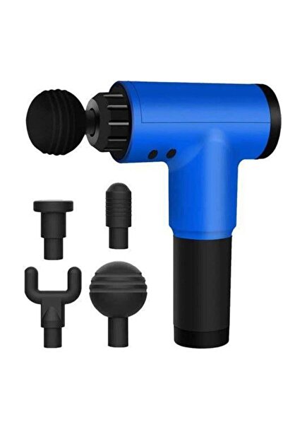 Realx 4 Başlıklı Titreşimli Yoğurmalı 6 Fonksiyonlu Masaj Aleti Mavi