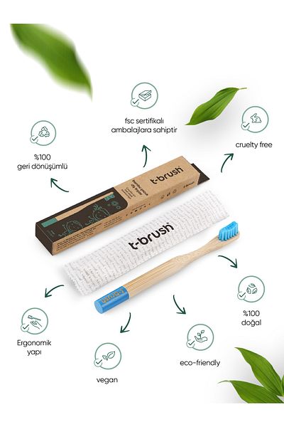 TBRUSH Vegan Bamboo Children's Toothbrush - Soft - Blue - Plastic Free