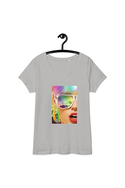 LADİJİTAL BASKI ÇÖZÜMLERİ Special cu imprimeu pentru femei tricou pe gri