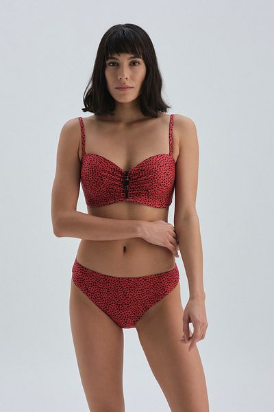Dagi Normal Waist Red Black Bikini Bottom