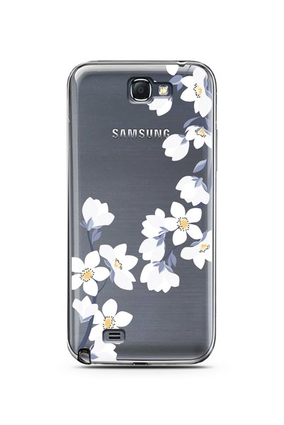 Spoyi Super Transparent Phone Case for Samsung Note 2 Art White Flowers Design