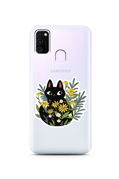 Spoyi Super Transparent Phone Case with Samsung M30S Cat Sticker Design