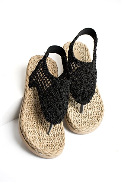 İnan Ayakkabı Sandale Flip Flops cu detaliu din dantelă pentru damă