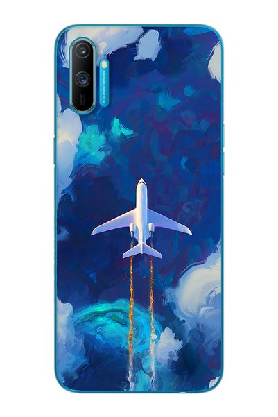 Spoyi Realme C3 Super Clear Phone Case with Sky and Airplane Design