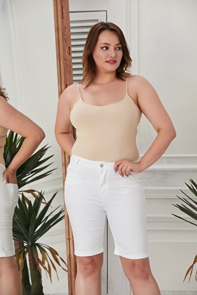 RMG Plus Size White Cotton Shorts