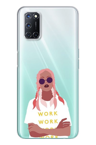 Spoyi Oppo A52 Pink Hair Design Super Transparent Phone Case