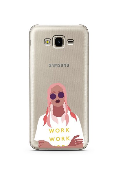 Spoyi حافظة هاتف سامسونج J7 كور شفافة للغاية بتصميم شعر وردي