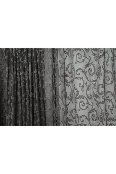 AKÇA TEKSTİL Sultan 2 Model Dark Mink Color Single Wing Ready Planted Pleated Background Curtain 300*260 Cm
