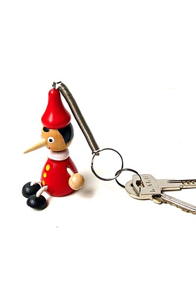 Dünyadan Hediyeler Wooden Spring Bouncy Pinocchio Keychain & Bag Accessory