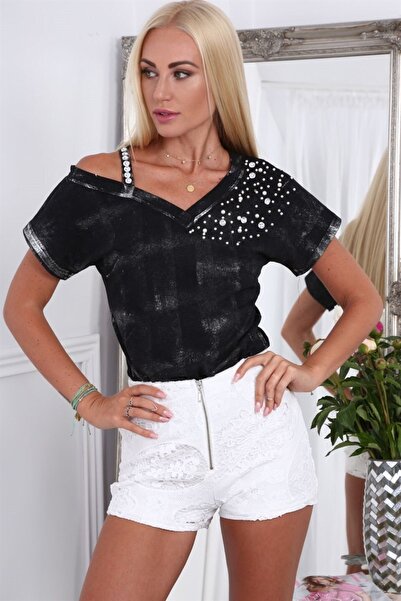 fasardi Fermuar Detaylı Dantel Kadın Şort