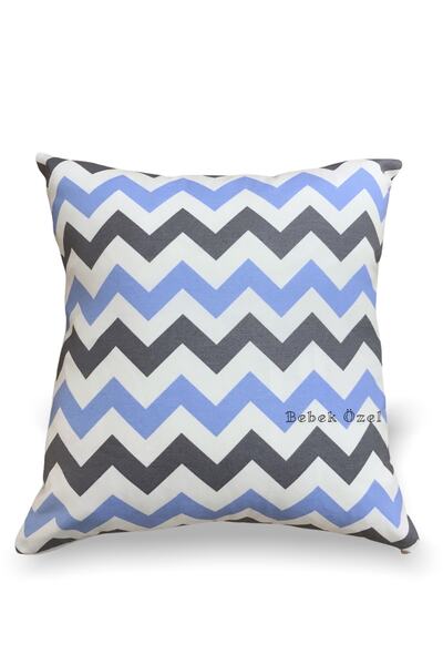 Babynia Біло-сіро-синя подушка з зигзагоподібним візерунком (43x43 см)