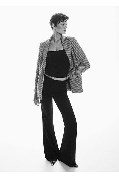 MANGO Woman Vlněná bunda se vzorem Houndstooth