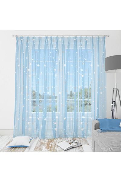 Alacastore Starry Roz-albastru-gri Culoare Camera Copiilor Aspect Lenjerie Perdele din tul