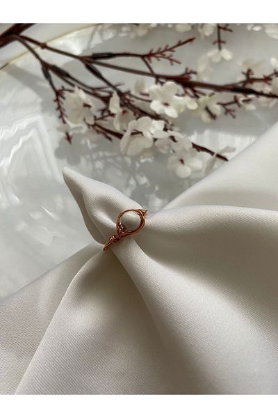 PelvedDesign Howlite Stone Natural Stone Copper Wire Ring
