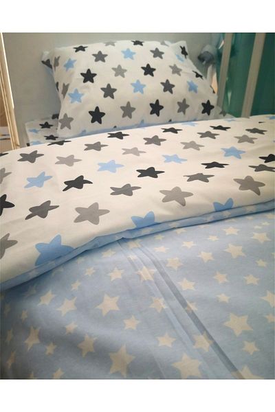 Babynia Set cuvertură de pilota de un singur copil din bumbac special copii adolescent Blue Big Star