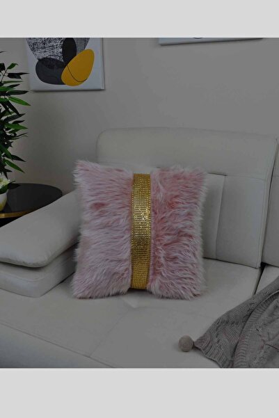 Paris Life غطاء وسادة رمي مخطط مربع من القطيفة - مسحوق