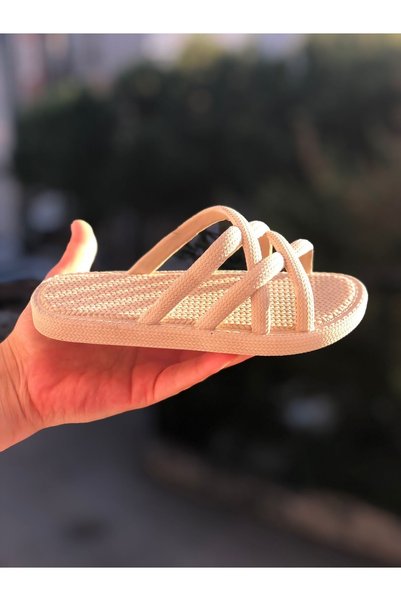 Pandalina Braided Anti-Slip Mother and Daughter Combination Straw Look Women's Slippers