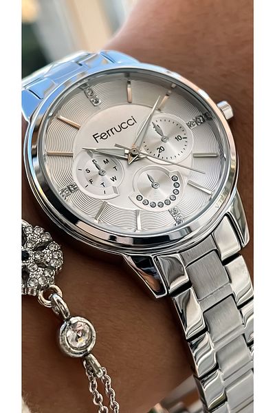 Ferrucci Silver Color Steel Strap Waterproof Guaranteed Women s Wristwatch bracelet Trendyol