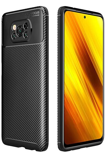 KVY Xiaomi Poco X3 Nfc Karbon Görünüm Negro Silikon Kılıf Kırılmaz Ekran Koru...