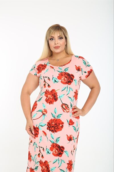 Mezura Φόρεμα από βαμβακερό χτενισμένο βισκόζη με κοντό μανίκι μέχρι το γόνατο