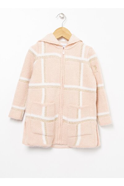 U.S. Polo Assn. cu glugă Cardigan roz pentru fete, model normal în carouri - ...