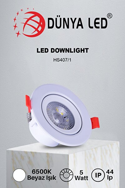 DÜNYA LED Hs.407/1 6w Led Downlıght 6500k Beyaz Işık Drıver Hediye