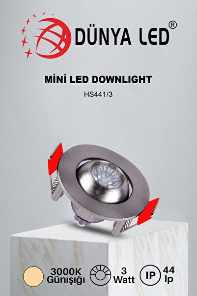 DÜNYA LED Hs.441/3 3w Mini Led Downlıght 3000k Günışığı Drıver Hediye