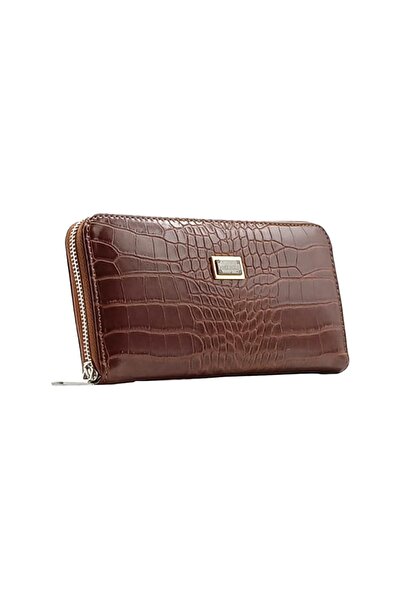 DUYGUSHOESBAG محفظة نسائية بسحاب مقاس كبير بنمط كروكو