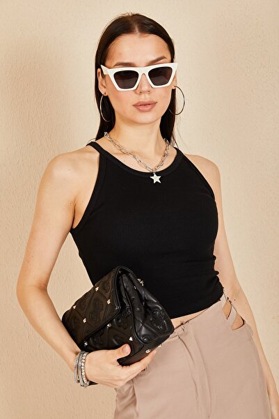 HAKKE Black Ribbed Super Crop Knitted Undershirt