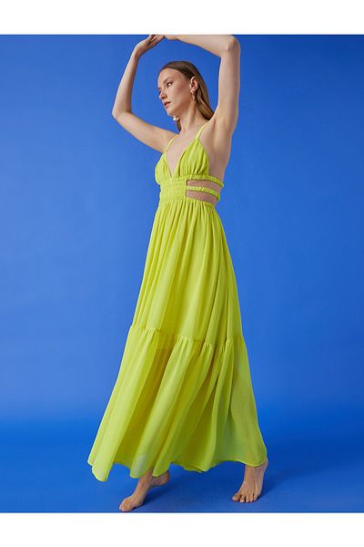 Koton Strappy Flounce Φόρεμα με λεπτομέρεια παραθύρου