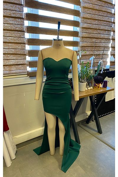 Secret Passion Lingerie Rochie lungă cu decolteu Stpalez din țesătură flexibilă verde, cu detaliu de pliază 582184   696