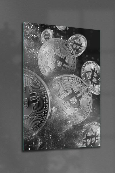 Decovetro Tablou din sticlă cu model Bitcoin