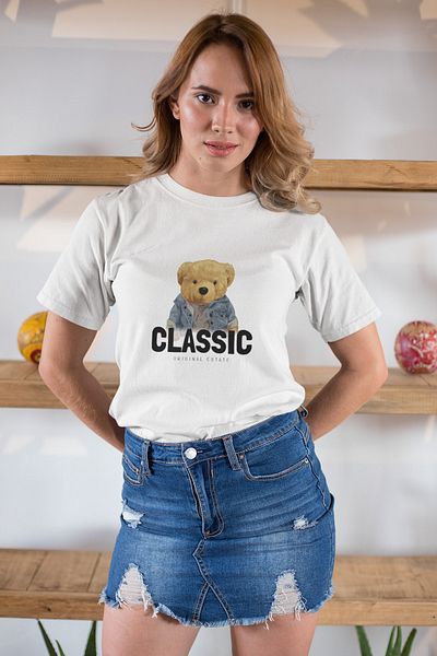 SUNFREE Κλασικό μπλουζάκι με στάμπα Teddy Regular Λευκό