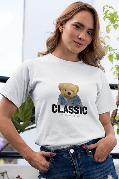 SUNFREE Κλασικό μπλουζάκι με στάμπα Teddy Regular Λευκό