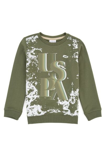 U.S. Polo Assn. Bisiklet Yaka Standart Kalıp Baskılı Yeşil Erkek Çocuk Sweats...