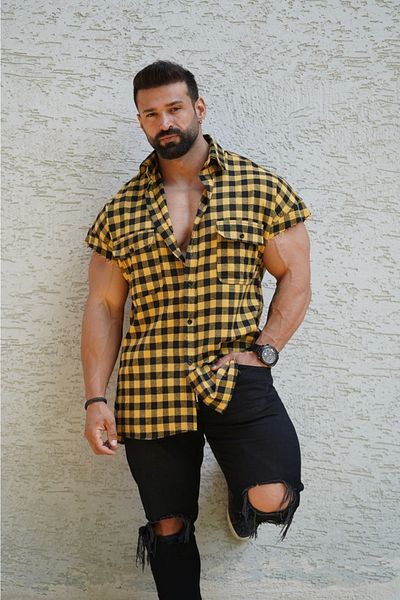 Be Green Gym Plaid Lumberjack Sports Shirt - Yellow