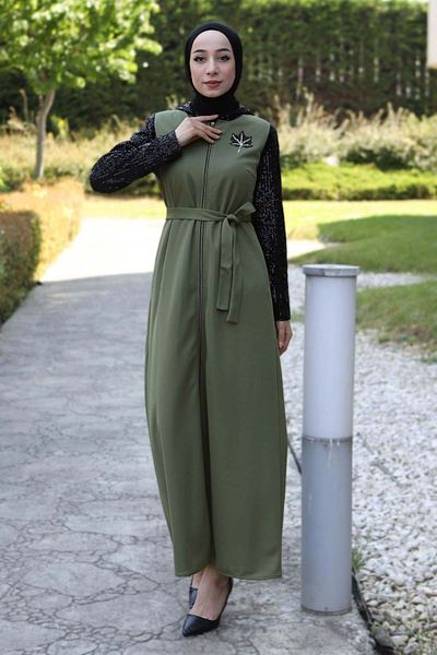 Modamihram Flitter részletes Abaya Khaki