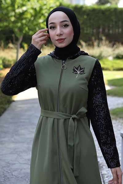 Modamihram Flitter részletes Abaya Khaki