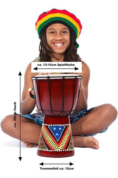 Dünyadan Hediyeler Djembe Davul Darbuka Renkli Afrika El Yapımı 30cm Çocuk Bo...