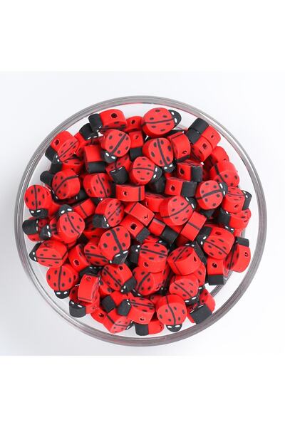 yfhobi 10 Adet - Polimer Fimo Boncuk, Uğur Böceği Desenli Polimer Kil Boncuk....