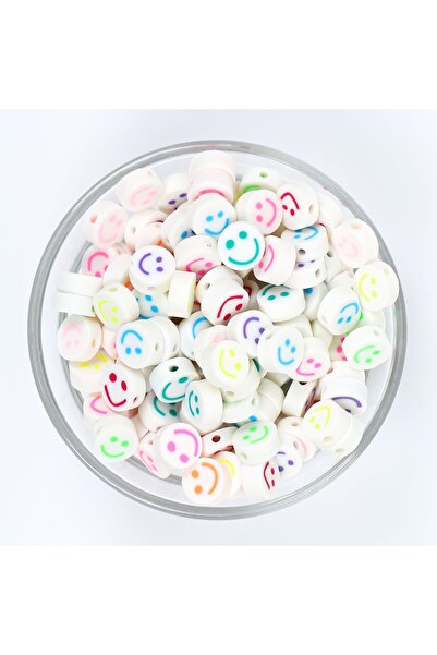 yfhobi 10 Adet - Polimer Fimo Boncuk, Karışık Renkli Gülen Yüz Desenli Polime...