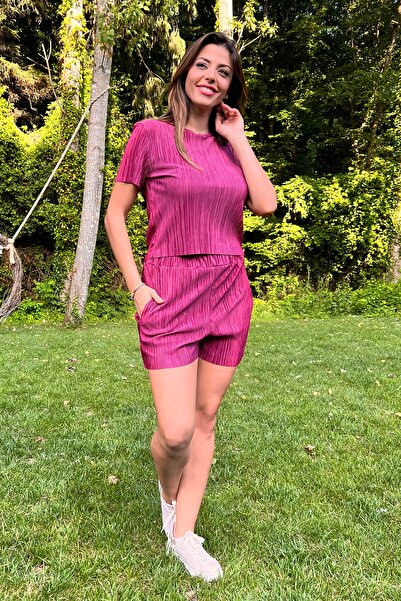 Neşeli Butik Жіночий комплект з шортами та топом з плісированою спідницею Nb10047