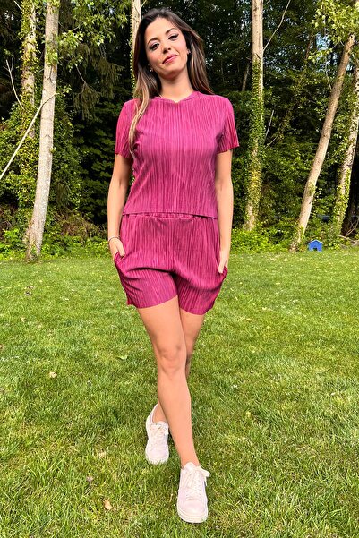 Neşeli Butik Жіночий комплект з шортами та топом з плісированою спідницею Nb10047