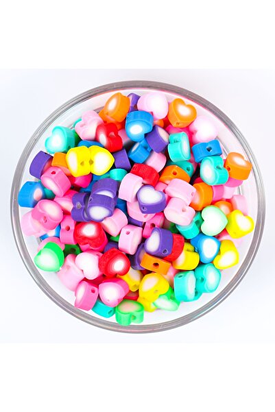 yfhobi 10 Adet - Polimer Fimo Boncuk, Karışık Renkli Kalp Desenli Polimer Kil...