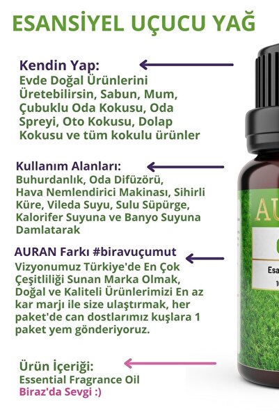AURAN Sedir Sandal Çam Saf Esansiyel Uçucu Yağ Buhurdanlık Yağ Difüzör Esans Aromaterapi Ortam 3x 10ml