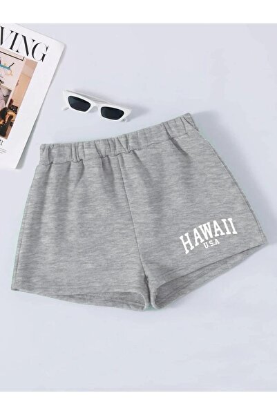 My Blog Γκρι Χαβάης εμπριμέ Basic χτενισμένο βαμβακερό σορτς